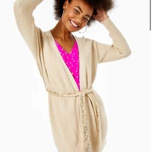 Lilly Pulitzer Audriella Sequin Cardigan Heathered Latte